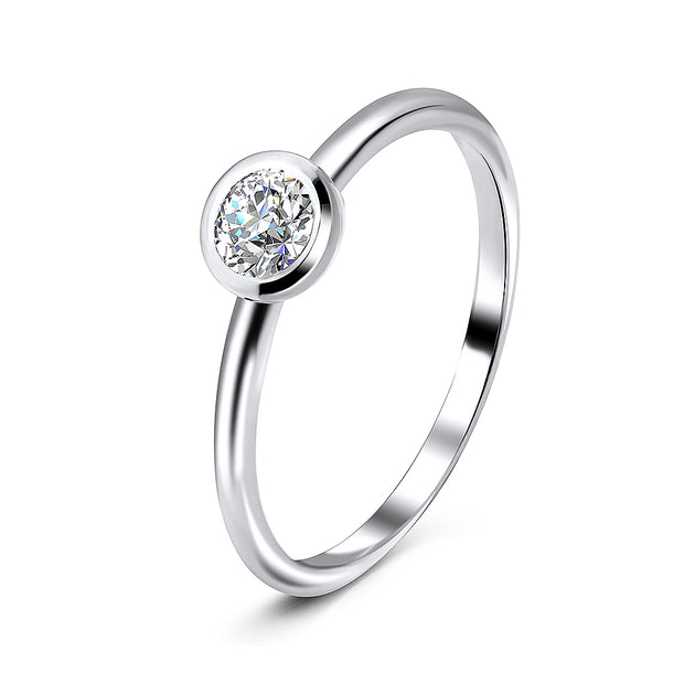 Sparkling Crystal Silver Ring NSR-2826