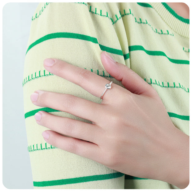 Sparkling Crystal Silver Ring NSR-2826