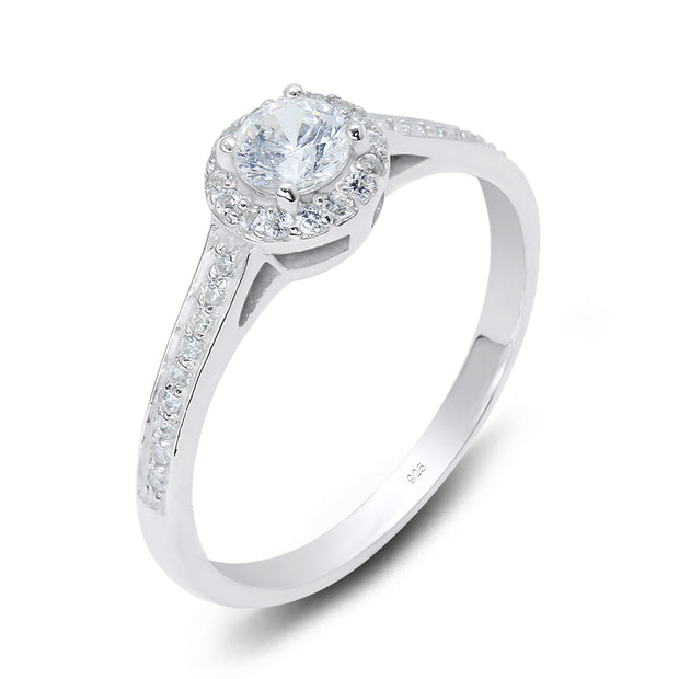 CZ Paved Band Silver Ring NSR-2897
