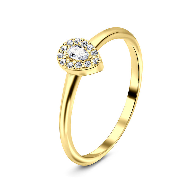 Crystal Teardrop Silver Ring NSR-2928