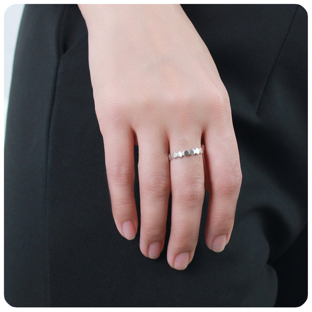 Roundy Disc Designed Silver Ring NSR-2975