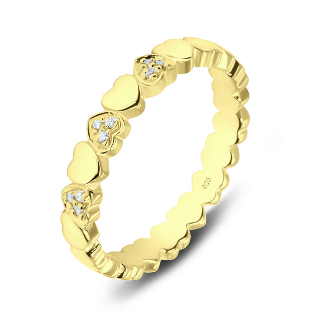 Heart CZ Design Silver Ring NSR-3172