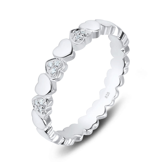 Heart CZ Design Silver Ring NSR-3172