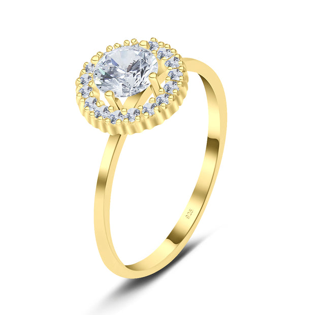 Gorgeous CZ Designed Silver Ring NSR-3203