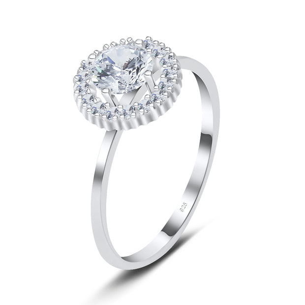 Gorgeous CZ Designed Silver Ring NSR-3203