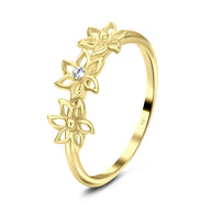 Flower with CZ Stone Silver Ring NSR-3214
