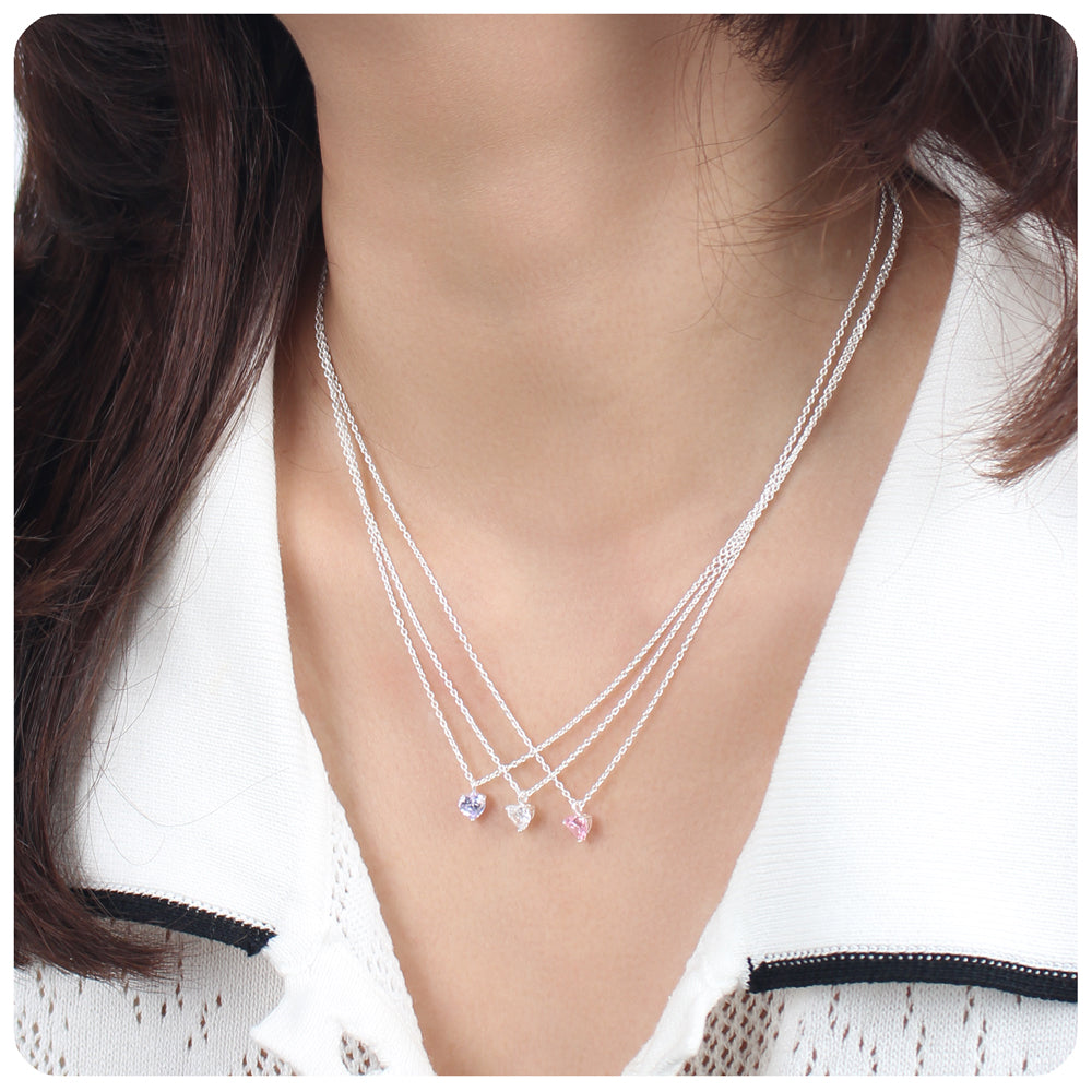 Heart CZ Solitaire Necklace SPE-1297-5
