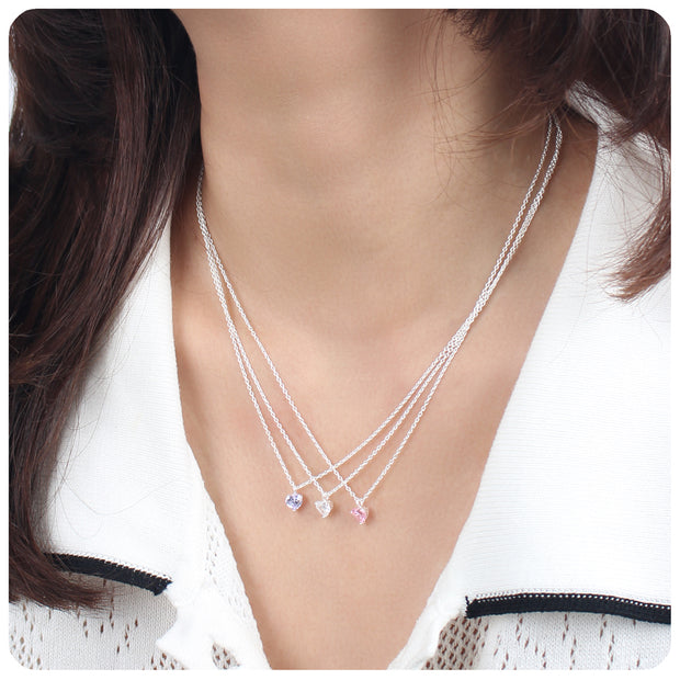 Heart CZ Solitaire Necklace SPE-1297-5