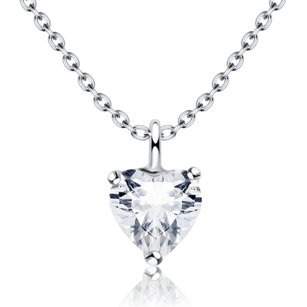 Heart CZ Solitaire Necklace SPE-1297-5