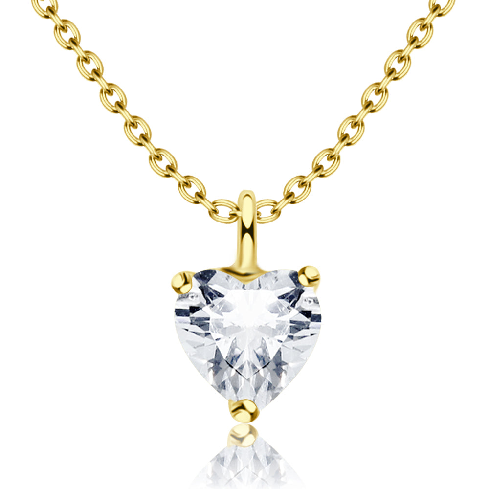 Heart CZ Solitaire Necklace SPE-1297-5
