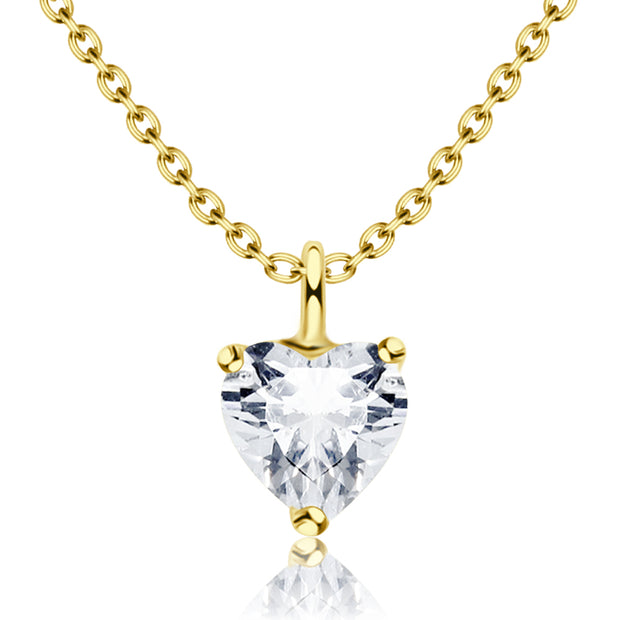 Heart CZ Solitaire Necklace SPE-1297-5