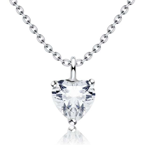Heart CZ Solitaire Necklace SPE-1297-5