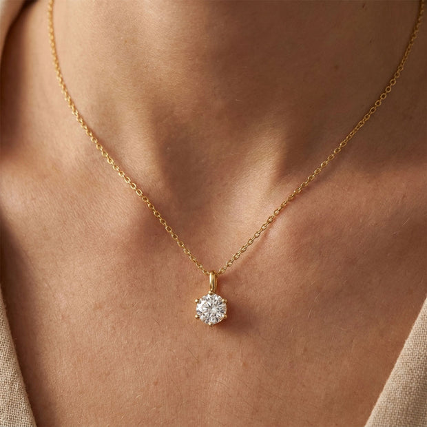 Round CZ Solitaire Necklace SPE-1298-5