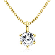 Round CZ Solitaire Necklace SPE-1298-5