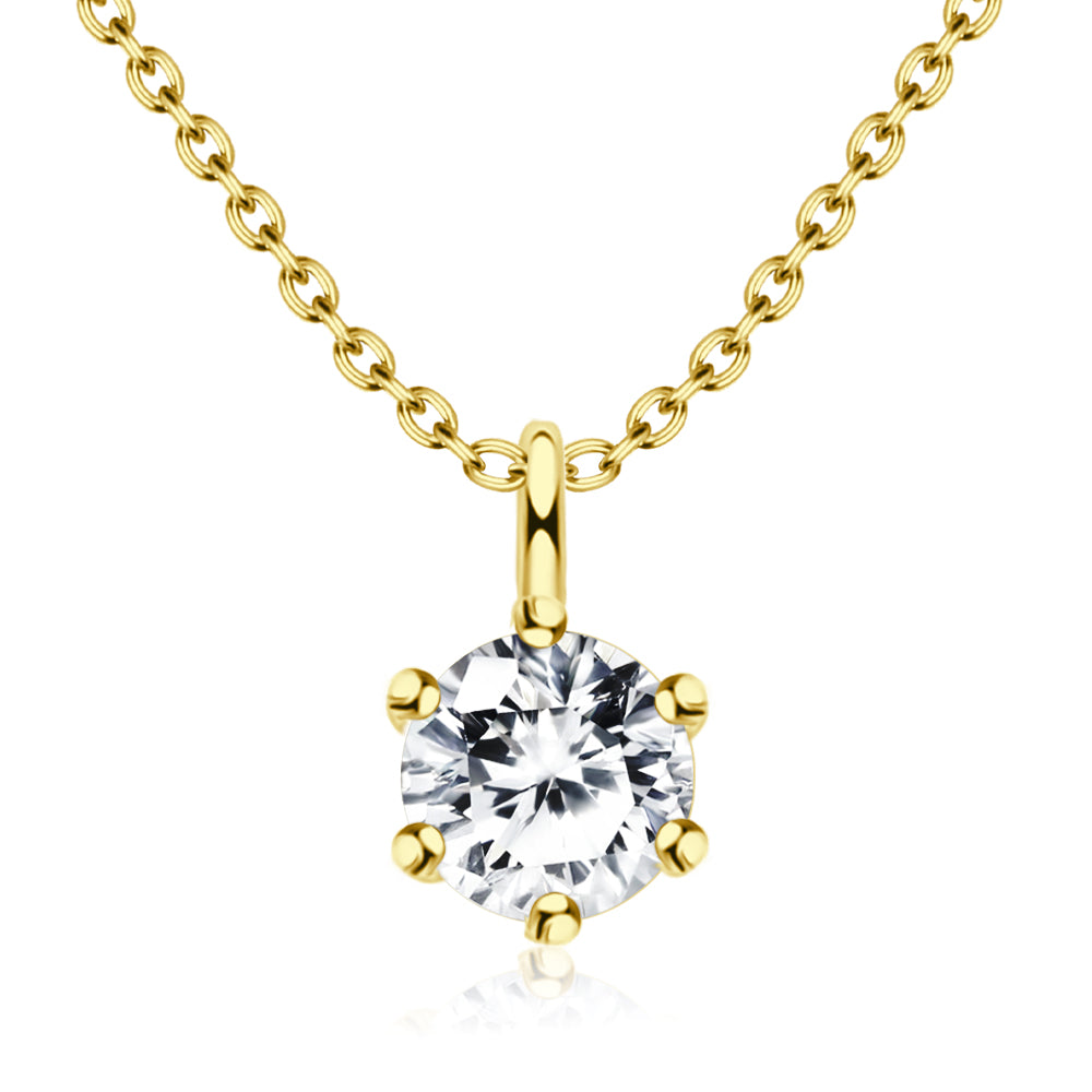 Round CZ Solitaire Necklace SPE-1298-5