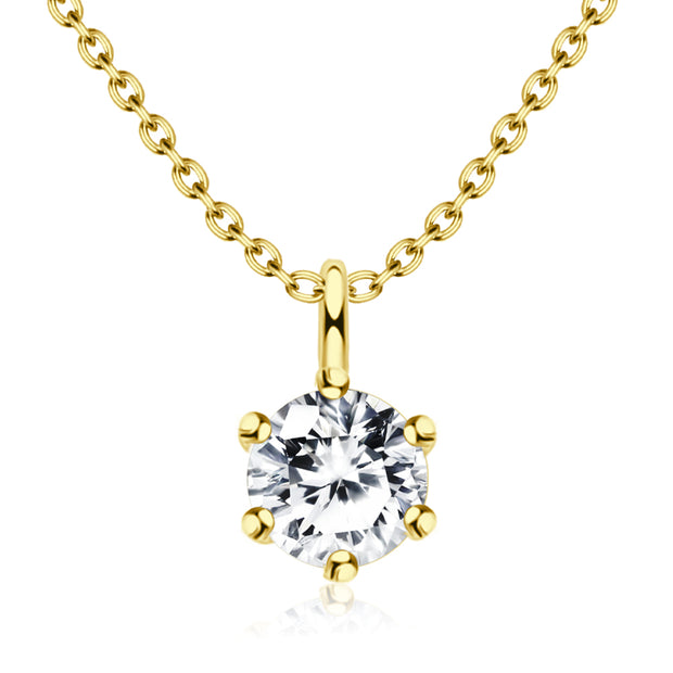 Round CZ Solitaire Necklace SPE-1298-5
