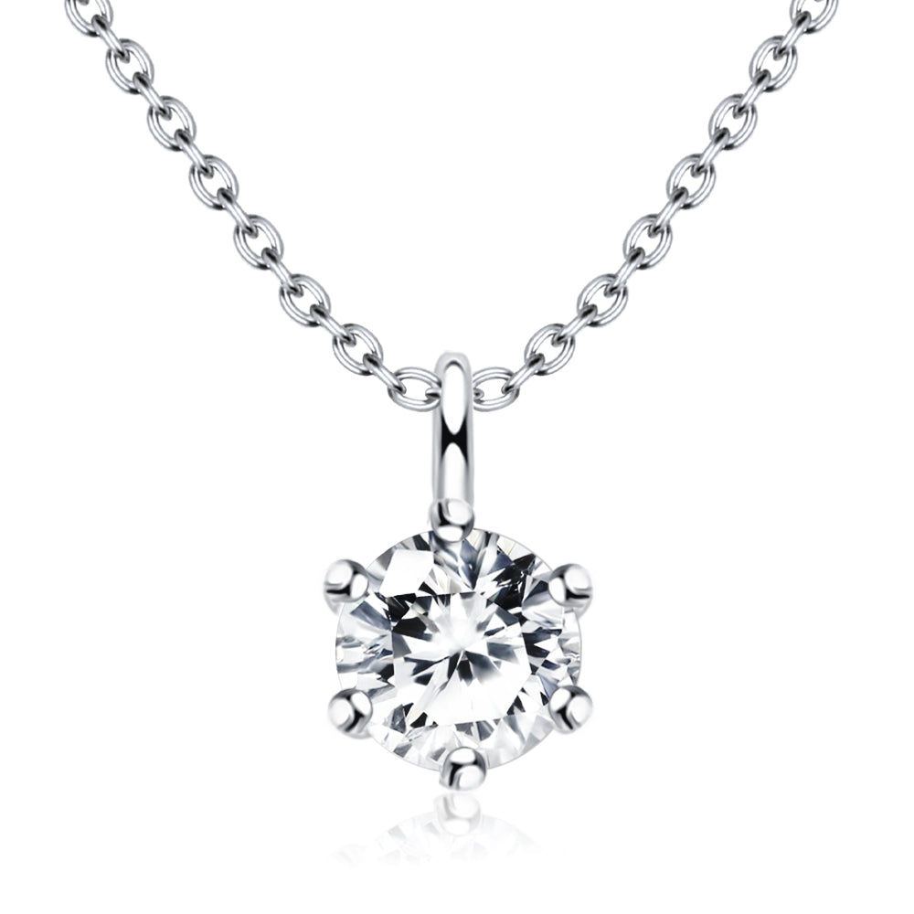 Round CZ Solitaire Necklace SPE-1298-5