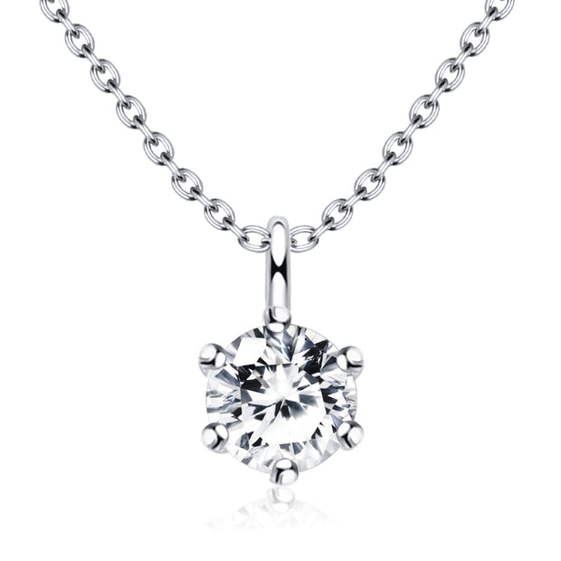 Round CZ Solitaire Necklace SPE-1298-5
