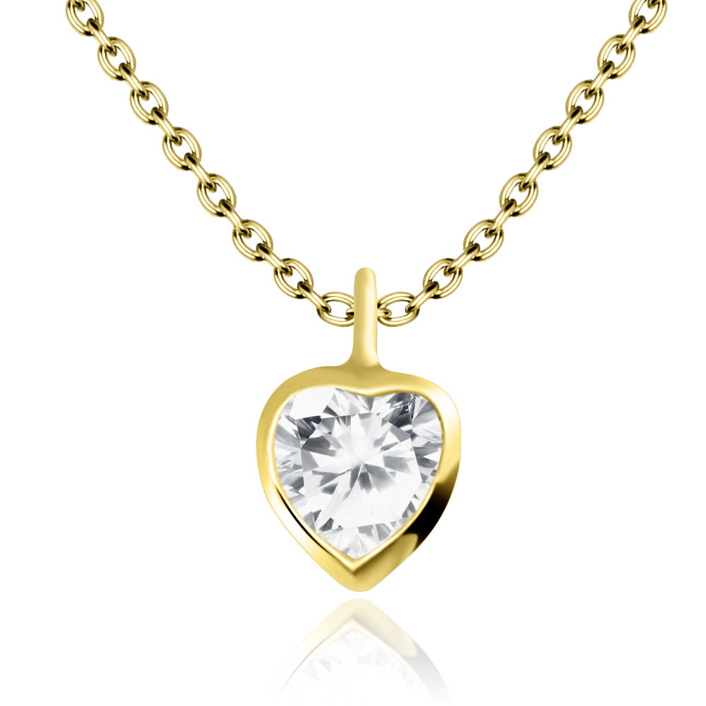 Heart Bezel CZ Necklace SPE-1380-4