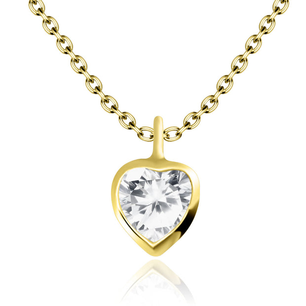 Heart Bezel CZ Necklace SPE-1380-4