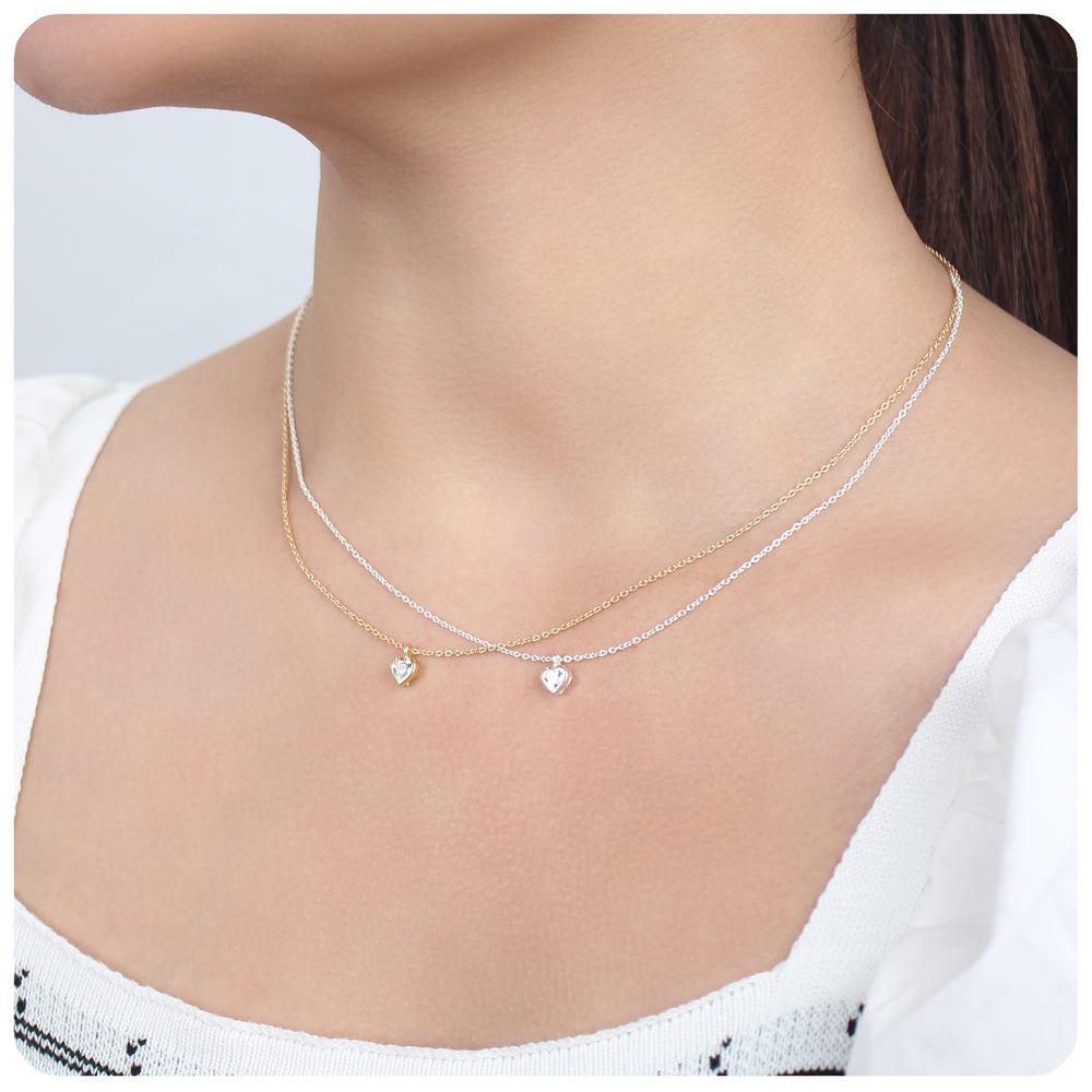 Heart Bezel CZ Necklace SPE-1380-4
