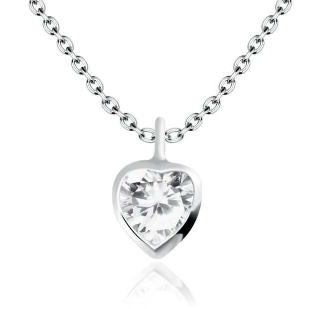 Heart Bezel CZ Necklace SPE-1380-4