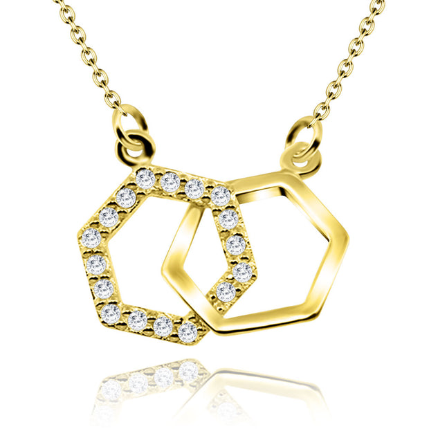 Double Hexagon Pavé Necklace SPE-1455