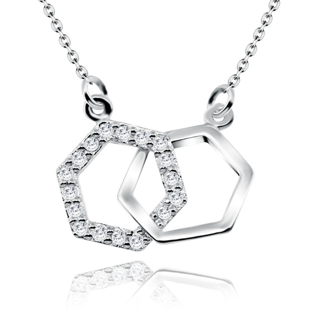Double Hexagon Pavé Necklace SPE-1455
