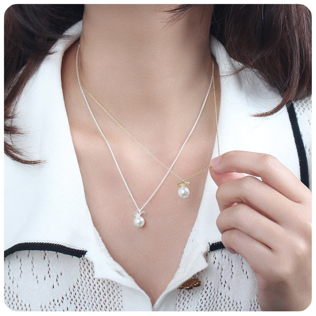 Floral Bow Pearl Necklace SPE-205