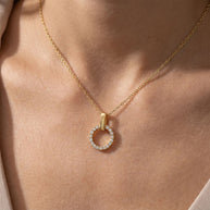 Pavé Circle Bar Bail Necklace SPE-2974