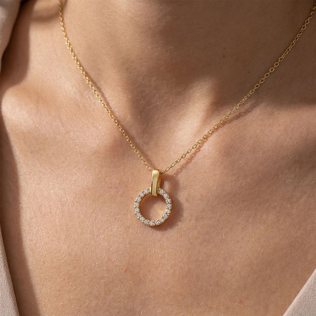Pavé Circle Bar Bail Necklace SPE-2974