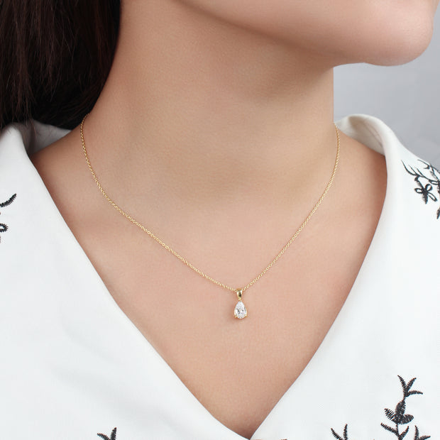 Pear CZ Solitaire Necklace SPE-3203