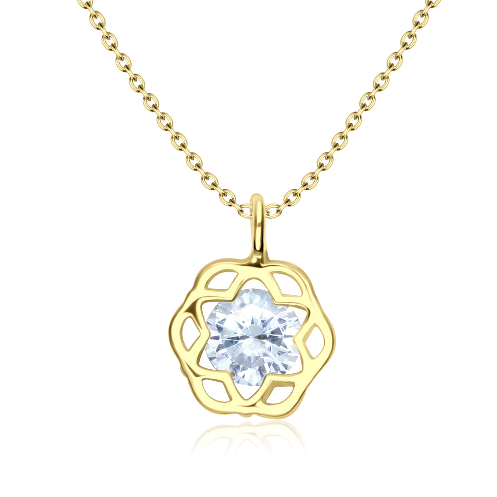 Hexagon Floral CZ Necklace SPE-3205