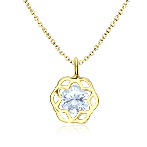 Hexagon Floral CZ Necklace SPE-3205