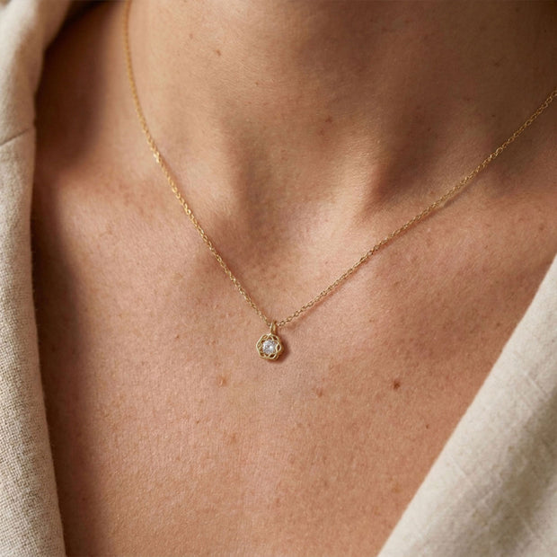 Hexagon Floral CZ Necklace SPE-3205