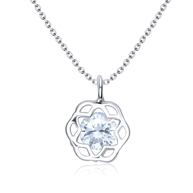 Hexagon Floral CZ Necklace SPE-3205