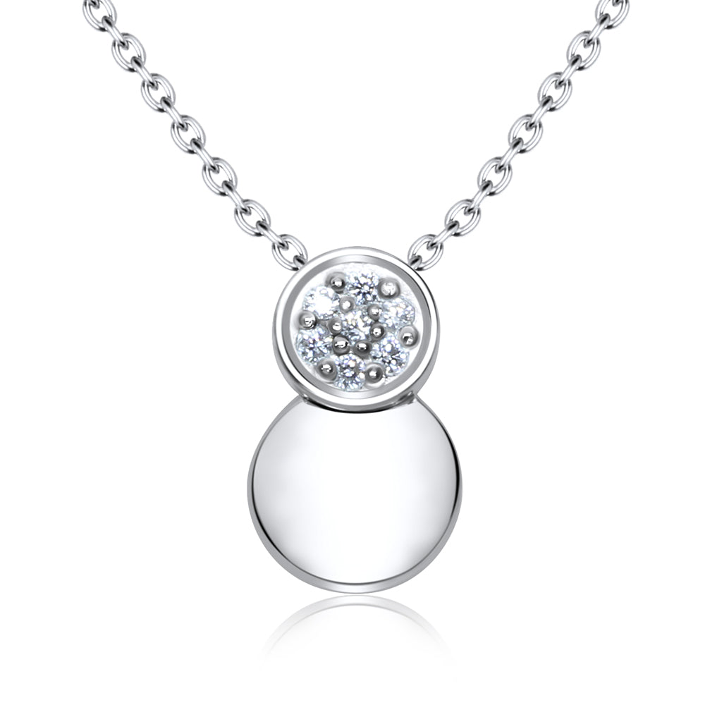 Double Disc Pavé CZ Necklace SPE-3209