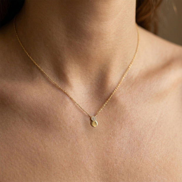 Double Disc Pavé CZ Necklace SPE-3209