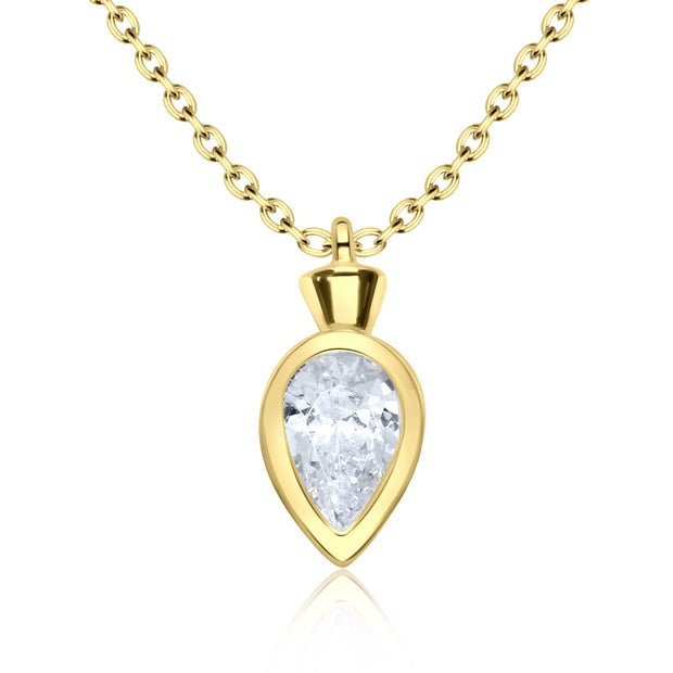Pear Bezel CZ Necklace SPE-3214