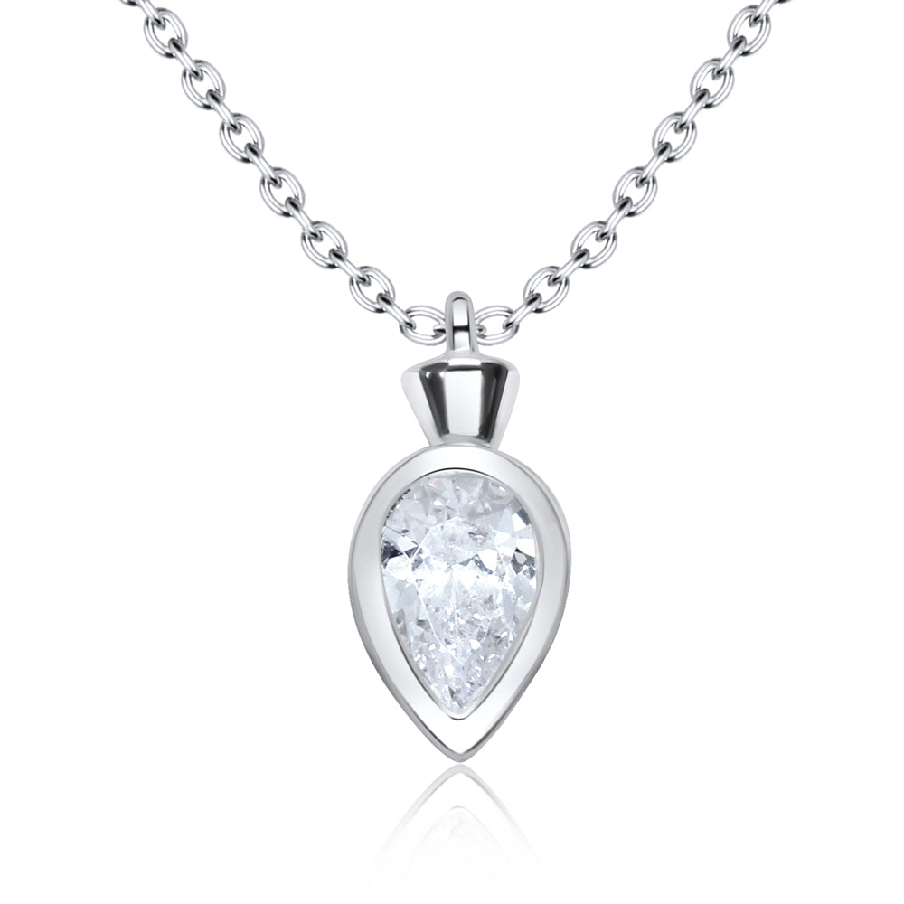 Pear Bezel CZ Necklace SPE-3214