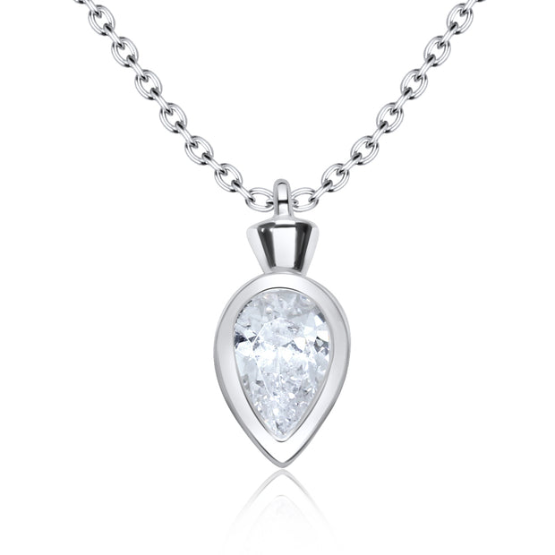 Pear Bezel CZ Necklace SPE-3214