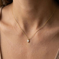 Pear Bezel CZ Necklace SPE-3214