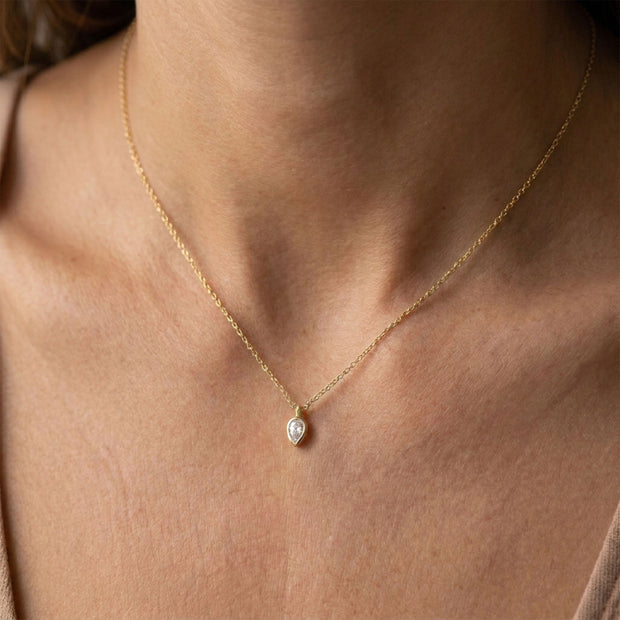 Pear Bezel CZ Necklace SPE-3214