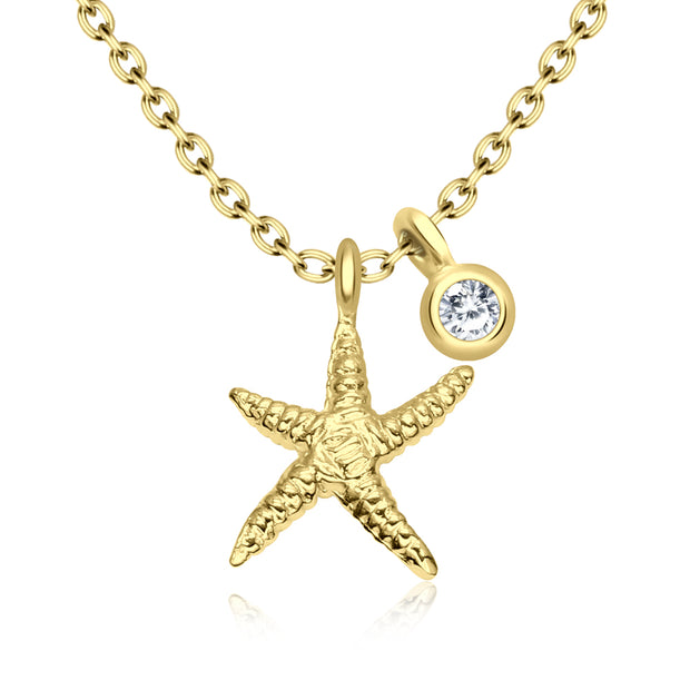 Starfish & CZ Charm Necklace SPE-3264-2