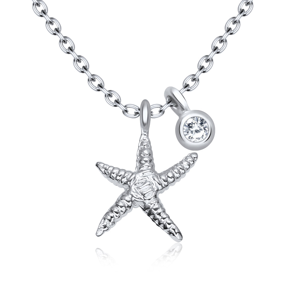 Starfish & CZ Charm Necklace SPE-3264-2