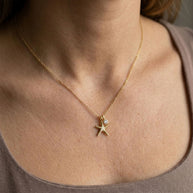 Starfish & CZ Charm Necklace SPE-3264-2