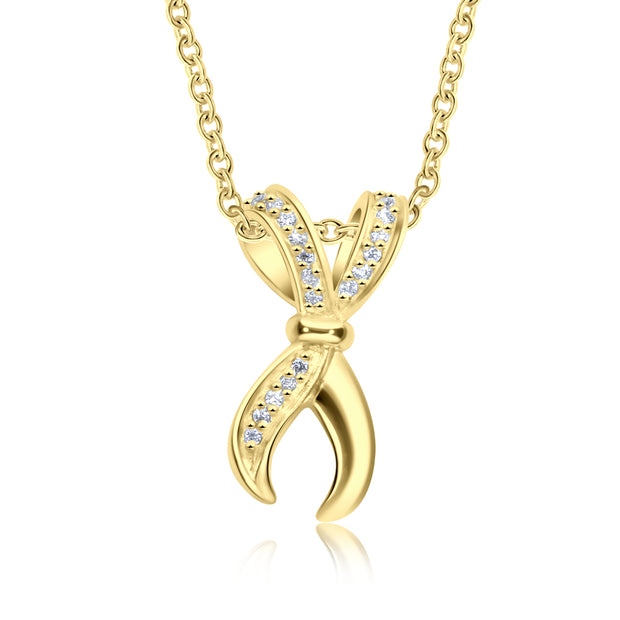 CZ Ribbon Bow Necklace SPE-3313
