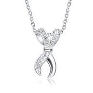CZ Ribbon Bow Necklace SPE-3313