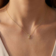 CZ Ribbon Bow Necklace SPE-3313