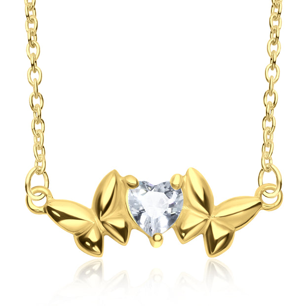 Butterfly Heart CZ Necklace SPE-3314